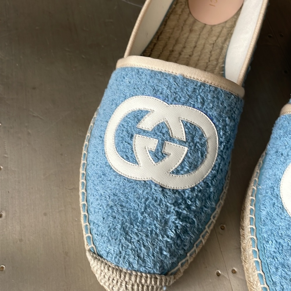 Gucci blue terrycloth fabric espadrilles flats sz 41.5 - Picture 3 of 14